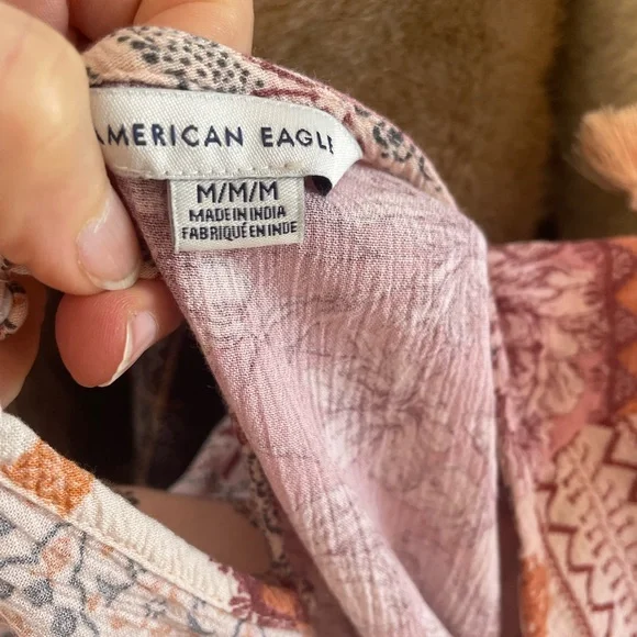 ❤️ 21”PTP M American Eagle boho blouse peasant floral embroidered look - Picture 7 of 8